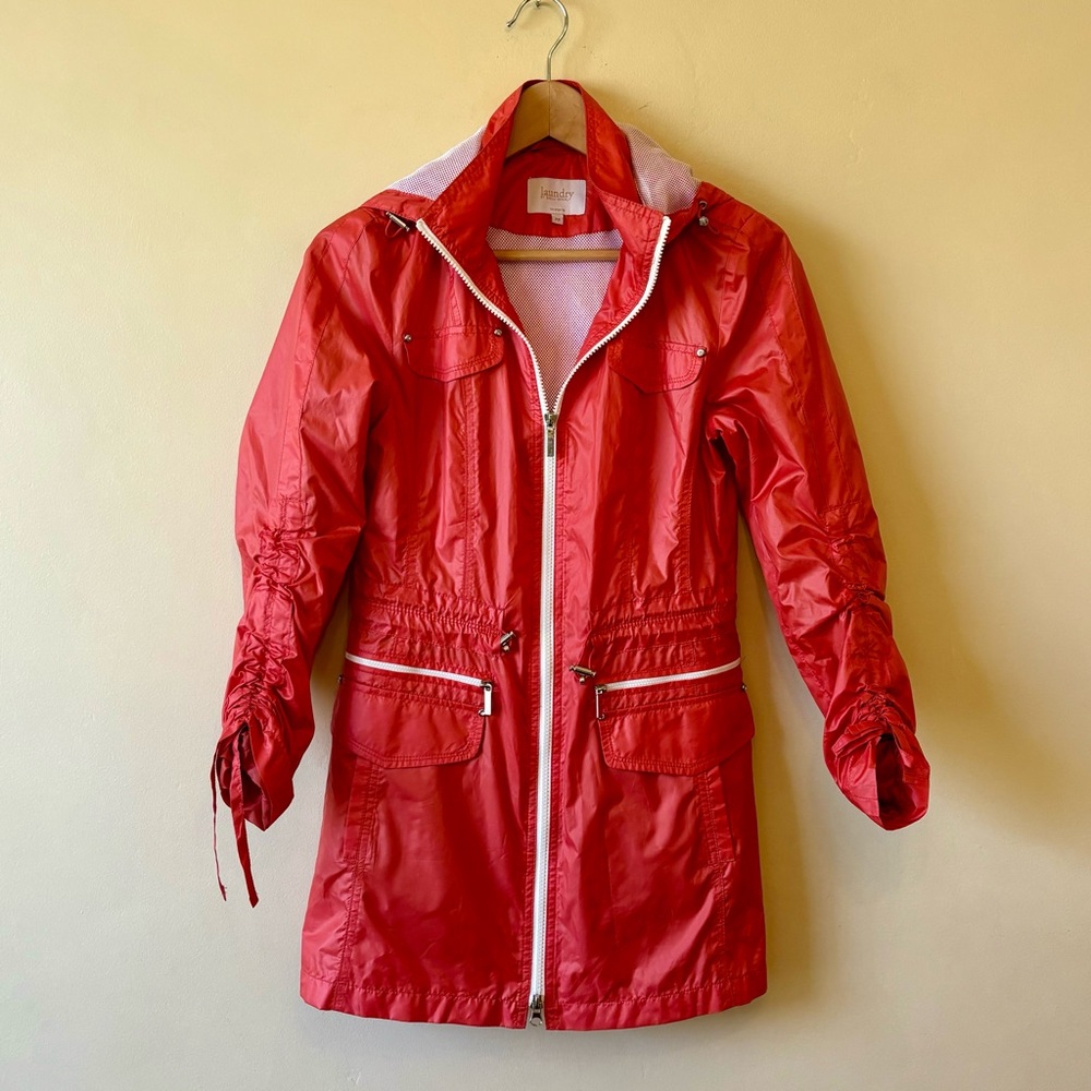 Laundry By Shelli Segal Women's Raincoat Coral Size Petite XS Water repellent